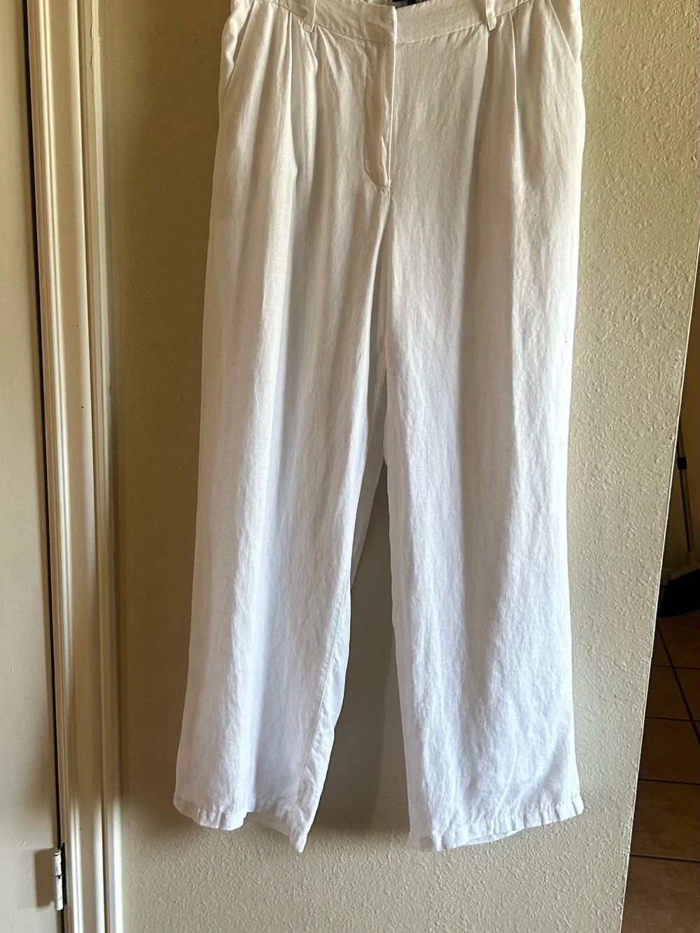 Quince 100% European Linen White Wide Leg Pants Size 10